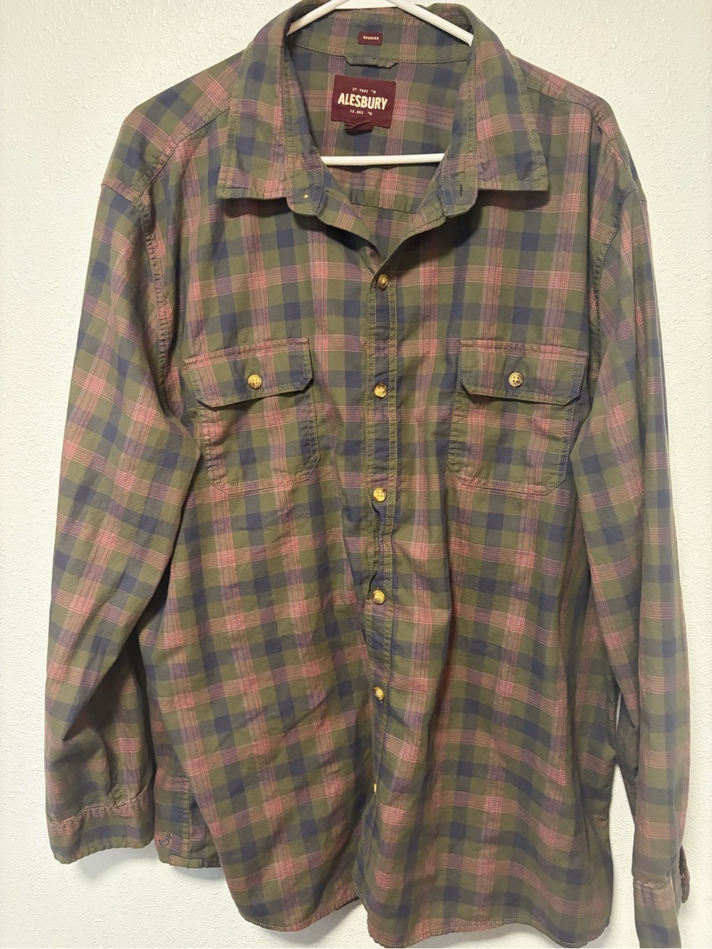 Alesbury Green & Pink Plaid Long-Sleeve Dress Shirt